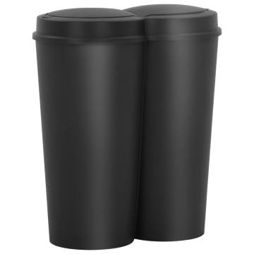 Duo Bin Trash Can Black 50 L