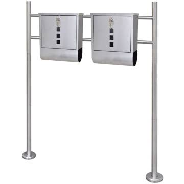 Double Mailbox on Stand Stainless Steel