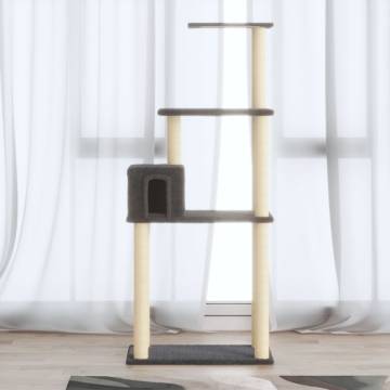 Cat Tree with Sisal Scratching Posts Dark Grey 147 cm