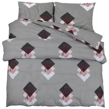 Duvet Cover Set Grey 200x220 cm Cotton