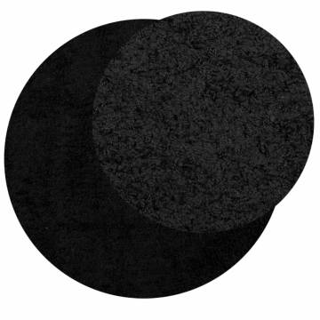 Shaggy Rug PAMPLONA High Pile Modern Black Ø 120 cm