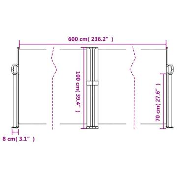 Retractable Side Awning Anthracite 100x600 cm