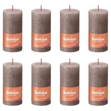 Bolsius Rustic Pillar Candles Shine 8 pcs 100x50 mm Rustic Taupe