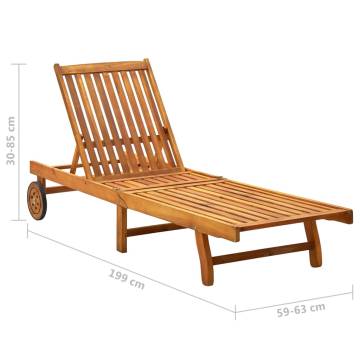 Sun Lounger Solid Acacia Wood