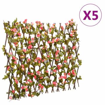  Artificial Ivy Trellis Expandable 5 pcs Dark Pink 180x60 cm