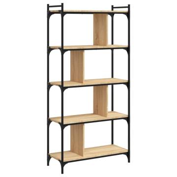 Bookcase 5-Tier Sonoma Oak 76x32x158 cm Engineered Wood