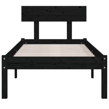 Bed Frame Black Solid Wood Pine 90x190 cm Single