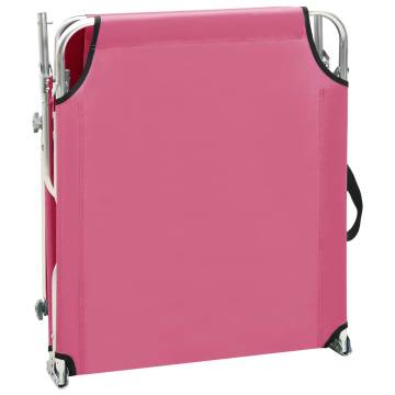 Folding Sun Lounger with Canopy Steel Magento Pink