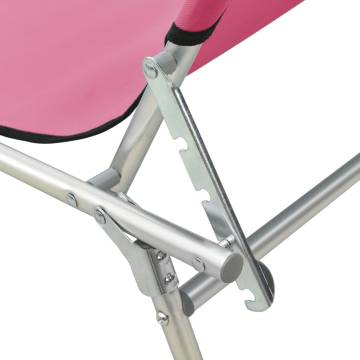 Folding Sun Lounger with Canopy Steel Magento Pink