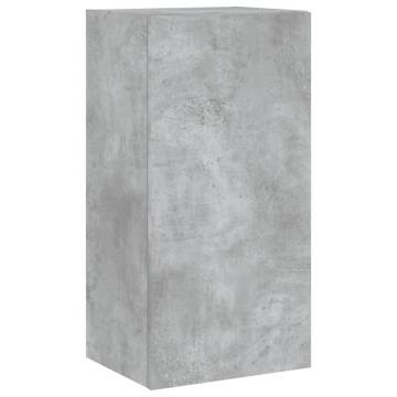 TV Wall Cabinet with LED Lights Concrete Grey 40.5x35x80 cm