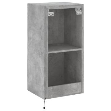 TV Wall Cabinet with LED Lights Concrete Grey 40.5x35x80 cm