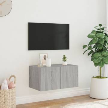 TV Wall Cabinet with LED Lights Grey Sonoma 60x35x31 cm