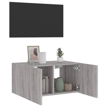 TV Wall Cabinet with LED Lights Grey Sonoma 60x35x31 cm