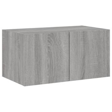 TV Wall Cabinet with LED Lights Grey Sonoma 60x35x31 cm