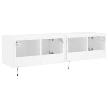 TV Wall Cabinets with LED Lights 2 pcs White 60x35x31 cm