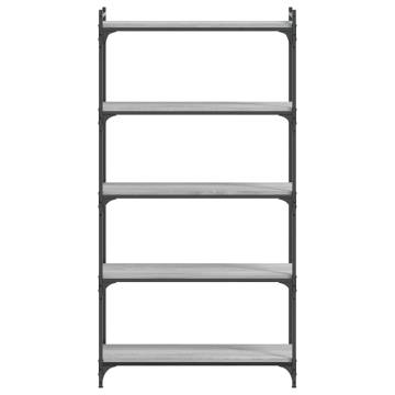 Bookcase 5-Tier Grey Sonoma 80x30x154 cm Engineered Wood