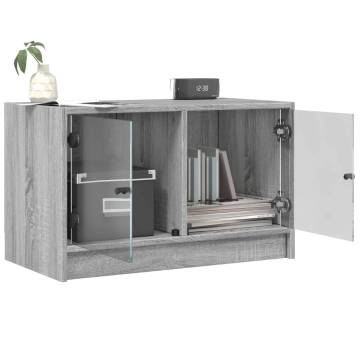 TV Cabinet with Glass Doors Grey Sonoma 68x37x42 cm