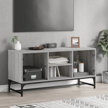 TV Cabinet with Glass Doors Grey Sonoma 102x37x50 cm