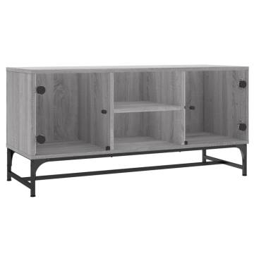 TV Cabinet with Glass Doors Grey Sonoma 102x37x50 cm