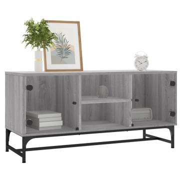 TV Cabinet with Glass Doors Grey Sonoma 102x37x50 cm