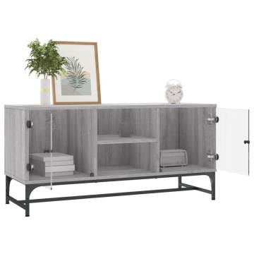 TV Cabinet with Glass Doors Grey Sonoma 102x37x50 cm