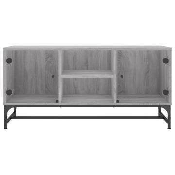 TV Cabinet with Glass Doors Grey Sonoma 102x37x50 cm