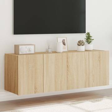 TV Wall Cabinets with LED Lights 2 pcs Sonoma Oak 60x35x41 cm