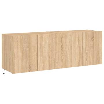 TV Wall Cabinets with LED Lights 2 pcs Sonoma Oak 60x35x41 cm