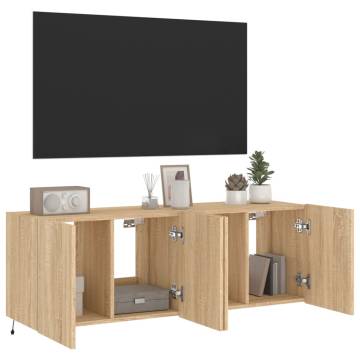 TV Wall Cabinets with LED Lights 2 pcs Sonoma Oak 60x35x41 cm