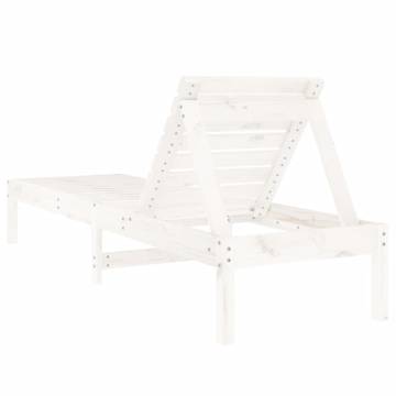 Sun Lounger White 199.5x60x74 cm Solid Wood Pine