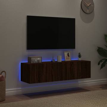 TV Wall Cabinets with LED Lights 2 pcs Brown Oak 60x35x31 cm