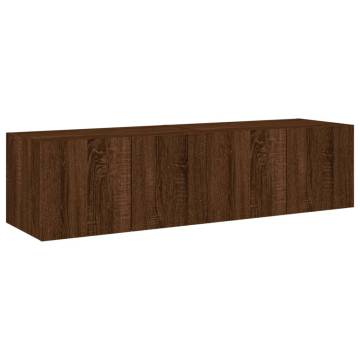 TV Wall Cabinets with LED Lights 2 pcs Brown Oak 60x35x31 cm