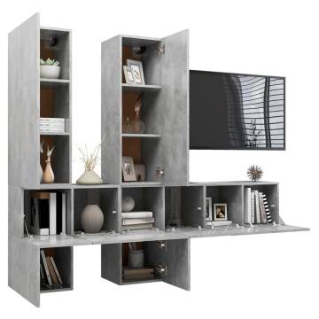 7 Piece TV Cabinet Set Concrete Grey Engineered Wood