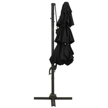 4-Tier Parasol with Aluminium Pole Black 3x3 m