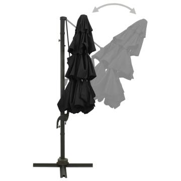 4-Tier Parasol with Aluminium Pole Black 3x3 m