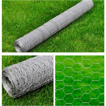 Mesh Fence Galvanised Steel Hexagon 1x25 m Silver