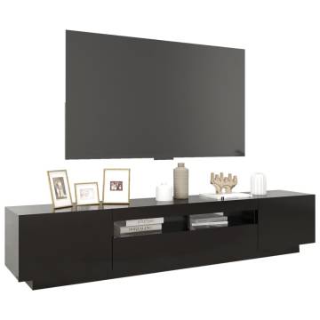 TV Cabinet with LED Lights Black 200x35x40 cm