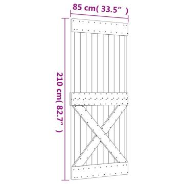 Sliding Door with Hardware Set 85x210 cm Solid Wood Pine