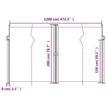 Retractable Side Awning Cream 200x600 cm