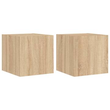 TV Wall Cabinets with LED Lights 2 pcs Sonoma Oak 30.5x35x30 cm