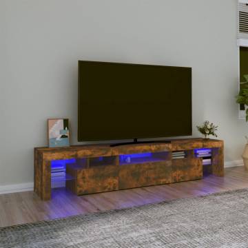 TV Cabinet with LED Lights Smoked Oak 200x36.5x40 cm