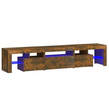 TV Cabinet with LED Lights Smoked Oak 200x36.5x40 cm