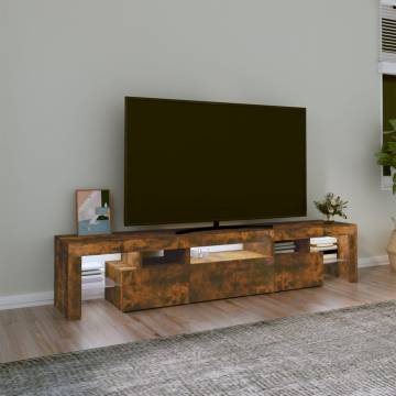 TV Cabinet with LED Lights Smoked Oak 200x36.5x40 cm