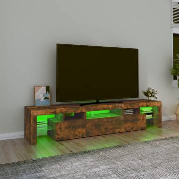 TV Cabinet with LED Lights Smoked Oak 200x36.5x40 cm