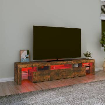 TV Cabinet with LED Lights Smoked Oak 200x36.5x40 cm