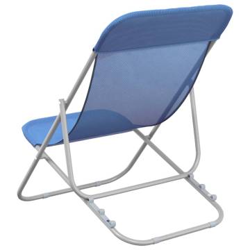 Folding Beach Chairs 2 pcs Blue Textilene&Powder-coated Steel