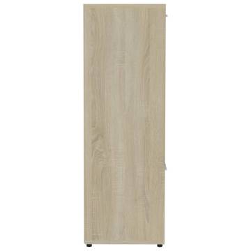 Book Cabinet White and Sonoma Oak 90x30x90 cm Engineered Wood