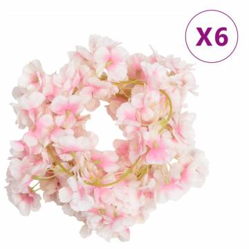 Artificial Flower Garlands 6 pcs Light Pink 180 cm