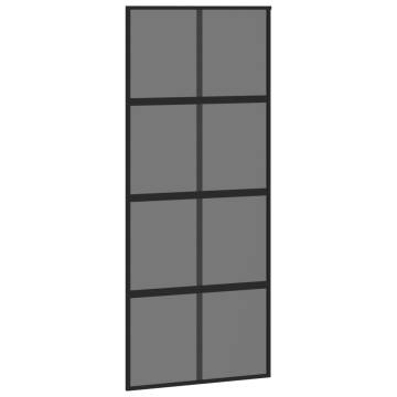 Sliding Door Black 90x205 cm Tempered Glass and Aluminium