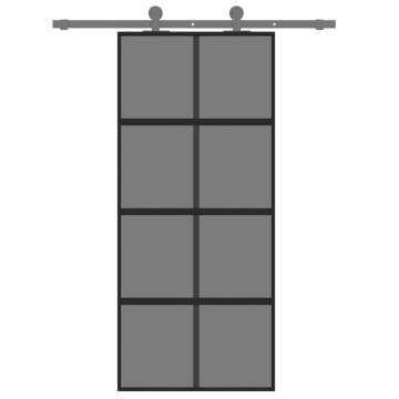 Sliding Door Black 90x205 cm Tempered Glass and Aluminium